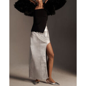 Pilcro 'Side-Slit' Silver Maxi Skirt Size 6